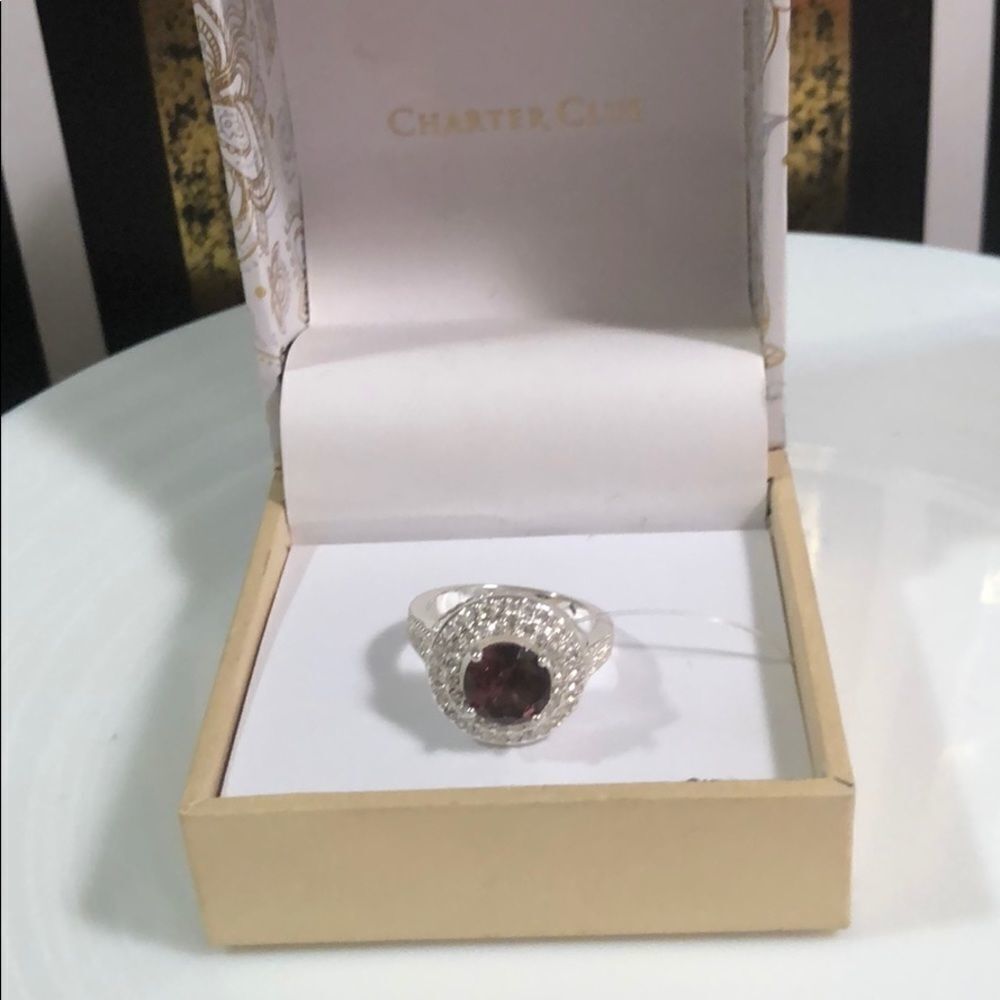 Charter club amethyst,diamond ring- size 6